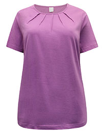 MAUVE Pure Cotton Pleat Detail T-Shirt - Plus Size 12 to 28