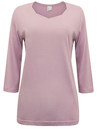 DUSTY-PINK Modal Blend Hexagon Neckline Top - Plus Size 12 to 28