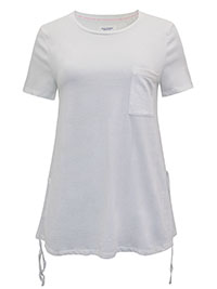 MoP WHITE Pure Cotton Short Sleeve Pocket T-Shirt - Size 10 to 16 (S to L)