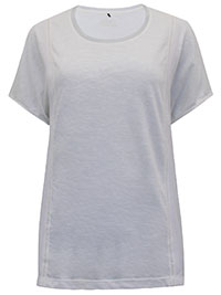 WHITE Pure Cotton Lattice Insert Short Sleeve Top - Plus Size 12 to 20