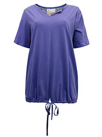 PURPLE Pure Cotton Tie Hem Top - Plus Size 12 to 30