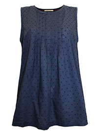 WS NAVY Pure Cotton Sleeveless Embroidered Pintuck Top - Plus Size 12 to 18