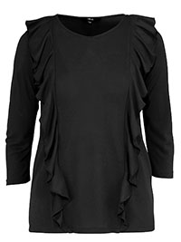 BLACK Pure Cotton Twisted Neckline Open Pleat Top - Plus Size 12/14 to 20/22 (EU 38/40 to 46/48)