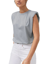 GREY Saffron Padded Shoulder Top - Size 8/10 to 20/22 (EU 34/36 to 46/48)