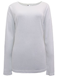 WHITE Pure Cotton Long Sleeve T-Shirt - Plus Size 18/20 (L)