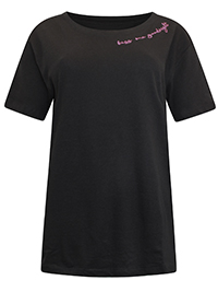 BLACK Organic Cotton Slogan Lounge Top - Size 10 to 14