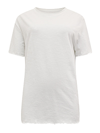 IVORY Pure Cotton Short Sleeve Raw Edge T-Shirt - Size 10/12 to 22/24 (S to XL)