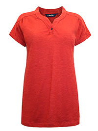 RED Pure Cotton Notch Neck Short Sleeve Top - Size 10 to 18 (XS to XL)