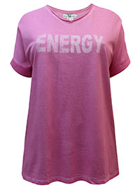 PINK Pure Cotton 'Energy' Print T-Shirt - Plus Size 16 to 32