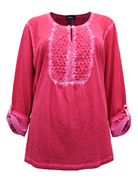 ULLAP RED Lace Insert Cold Dye Top - Plus Size 16/18 to 32/34