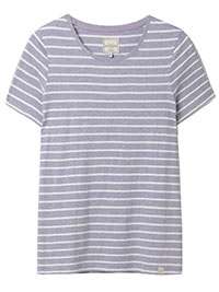 IRREGULAR - FF LILAC-MIST Pure Cotton Striped Short Sleeve Top - Size 10 to 16