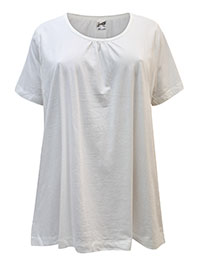 WHITE Pure Cotton Scoop Neck T-Shirt - Plus Size 14/16 (EU 40/42)