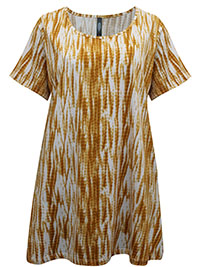 PLUS OCHRE Pure Cotton Tie Dye Short Sleeve Top - Plus Size 16 to 30/32