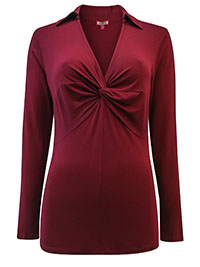 JB BERRY Twist Front Jersey Top - Size 10 to 18