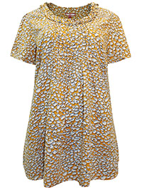 JB OCHRE Ruffle Trim Printed Blouse - Plus Size 12 to 22