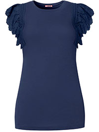 JB NAVY Cotton Jersey Pretty Broderie Top - Size 10 to 18