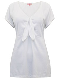JB WHITE Pure Cotton Bow Front Top - Plus Size 12 to 18