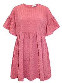 ROSE Textured Short Frill Sleeve Top - Size 10 to 32