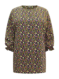 BLACK Longline Long Sleeve Boxy Blouse - Plus Size 24
