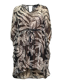 BLACK Printed Tie Waist Kaftan - Plus Size 16/18 to 24/26