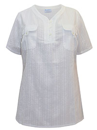 WHITE Pure Cotton Short Sleeve Pocket Top - Size 8 to 20 (S to 4XL)