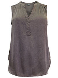 CHOCOLATE Sleeveless Notch Neck Top - Plus Size 24 to 30