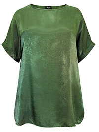 OLIVE Turn Up Sleeve Satin Top - Plus Size 22 to 32