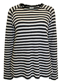 MoP BLACK WHITE Striped Premium Organic Cotton Long Sleeve Top - Size 8 to 16 (XS to XL)
