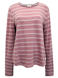 MoP PINK Pure Cotton Striped Long Sleeve Top - Size 8 to 16 (XS to XL)