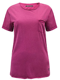 MoP MAGENTA Pure Cotton Raw Trim Pocket T-Shirt - Size 12 to 18 (M to 2XL)
