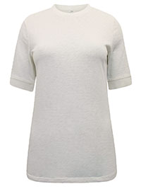MoP IVORY Pure Cotton Banded Trim Short Sleeve T-Shirt - Size 8 to 14 (XS to L)