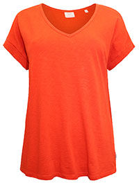 MoP ORANGE Pure Cotton Turn Up Short Sleeve T-Shirt - Size 8 to 16 (XS to XL)