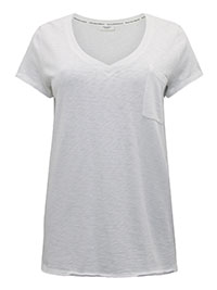 MoP WHITE Pure Cotton Raw Trim T-Shirt - Size 8 to 16 (XS to XL)