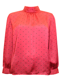 CLARET Polka Dot Satin High Neck Top - Plus Size 12 to 28