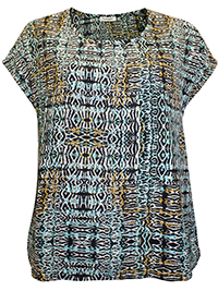 BLACK Printed Short Sleeve Boxy Top - Plus Size 16 to 20