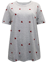 GREY Pure Cotton Bow & Arrow Graphic Print Top - Size 12 to 16 (S to L)