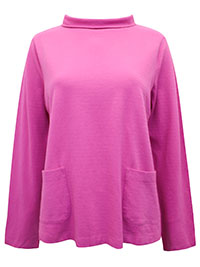 PINK Pure Cotton Textured Hepburn Pocket Top - Size 6 to 24/26 (XS to XXL)