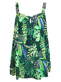 GREEN Leaf Print Swing Cami Top - Size 12 to 14