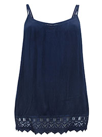 FF NAVY Double Strap Lace Hem Cami Top - Size 12