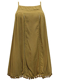 BROWN Ladder Trim Pom Pom Trim Cami Top - Size 8 to 22