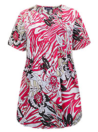 PINK Printed Notch Neck Woven Top - Plus Size 14 to 30 (US 12W to 28W)
