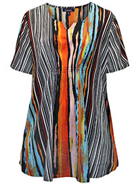 MULTI Printed Notch Neck Woven Top - Plus Size 22 to 34 (US 20W to 32W)