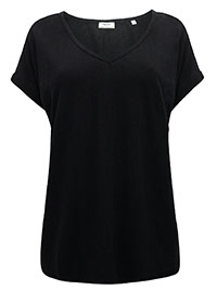MoP BLACK Pure Cotton Turn Up Short Sleeve T-Shirt - Size 10 to 14 (S to L)