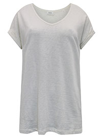 MoP CREAM Pure Cotton Turn Up Short Sleeve T-Shirt - Size 8 to 16 (XS to XL)
