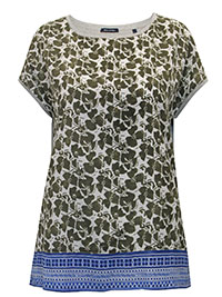 MoP KHAKI Printed Front Jersey Back Top - Size 10 to 14 (S to L)