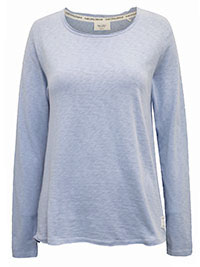 MoP SKY-BLUE Pure Cotton Scoop Neck Raw Trim Top - Size 8 to 10 (XS to S)