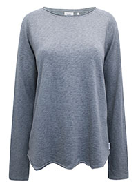 MoP GREY Organic Cotton Long Sleeve Raw Trim Top - Size 10 (S)