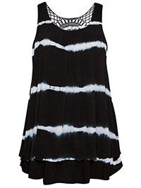 Curve BLACK Tie Dye Crochet Back Vest Top - Plus Size 18