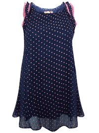 NAVY Sleeveless Polka Dot Frill Trim Top - Size 12 (40)
