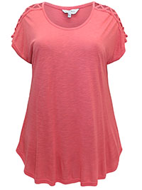 CORAL Criss Cross Short Sleeve Top - Plus Size 16 to 20